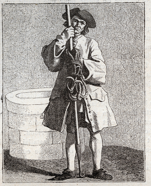 Le cureur de puits - Pepetit metier de Paris - engraving by Edme Bouchardon