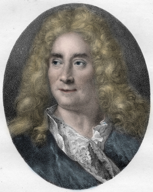 Portrait of Michel Boyron (Michel Baron), English actor and playwright (1653-1729) - engraving