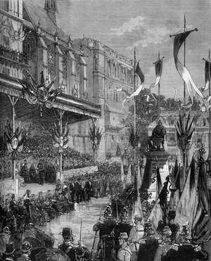 Inauguration of the statue of Adolphe Thiers on Place Thiers de Saint Germain en Laye, September 19, 1880 (engraving)