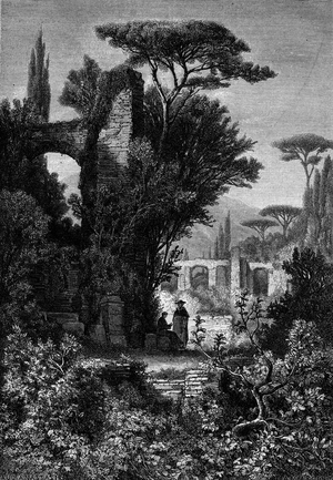 Villa Adriana (Villa d'Hadrian, Villa Hadrian, Villa Hadriana), ancient villa batie by the Roman Emperor Hadrian in the II century. Italy, 1868. Engraving in “” Le Magasin Picturesque””, 1868.