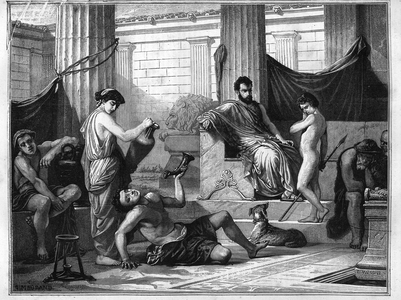 Education in Sparta in ancient Greece, 1880 (engraving)