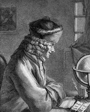 Portrait of Francois Marie Arouet dit Voltaire (1694 - 1778) at the Chateau de Ferney in 1764.