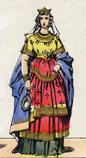 Carolingian Dynasty: Portrait Emma of Italy (born c. 948) Queen of France wife of Lothaire (941-986), late 19th century (print)