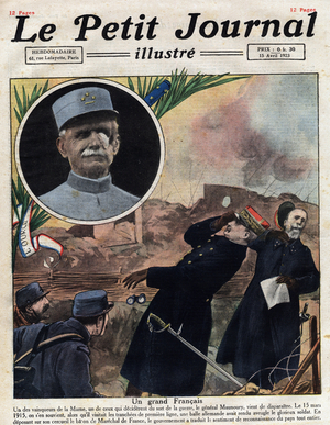 First World War: portrait of General Joseph Maunoury, wounded 15/03/1915 during the Battle of the Marne. From  15/04/1923