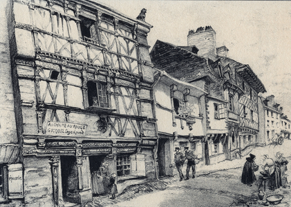 Rue Fardel a Saint Brieuc - Old France - Brittany - text, drawings and lithographs, by Albert Robida undated end 19th century