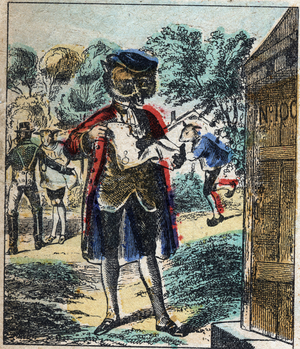 The Sick Lion and the Fox. Fables by Jean de La Fontaine (1621-95). Late 19th century (print)