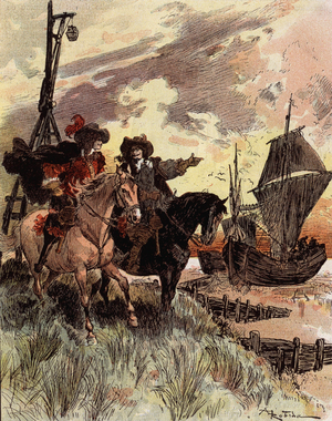 The shyness of Captain Bellormeau - “” Bellormeau inspected Fort Philippe””. Character from Albert Robida's book. Cover “” The Little Frenchman illustrated””” of 16/12/1899.