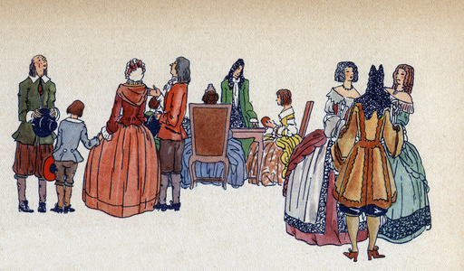 The people in the apartments of Versailles - Illustration by Sylvain Sauvage (1888-1948) for the book 'Louis XIV' by Frantz Funk-Brentano (1862-1947) of 1938