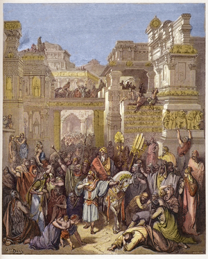Triumph of Mordecai, 19th century (engraving)