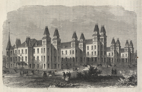 Ward Island Emigrant Hospital - New York State - The Emigration Commission Establishment - Engraving in “The Illustrous Universe” of 1869