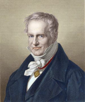 Portrait of Baron Alexander Von Humboldt (1769-1859), German naturalist and traveler (engraving)