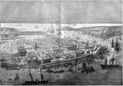 General view of Havana in 1862 - apparatus of the French division commanded by Rear Admiral Jurien de la Graviere.
