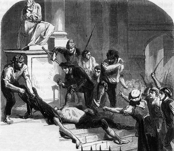French Revolution - Massacres of La Glaciere, Avignon - Murder of Lescuyer, 1791, 1865-66 (engraving)