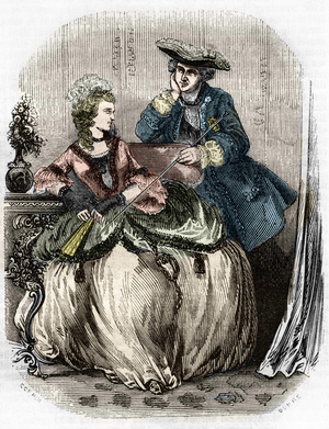 Louis XV et Madame de Pompadour, Jeanne Antoinette Poisson (1721-1764) (Marquise de Pompadour) - in Histoire de France by L.-P. Anquetil, 1851.