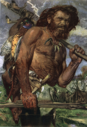 Homo sapiens - Man of Cro-Magnon (Cro Magnon) - in “” The Prehistoric Men”” (drawing)