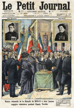 Solemn presentation of the medal of 1870-1871 tob brave women who volunteered during thethe Franco-prussian war, 1912 (print)