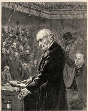 The House of Commons, February 13th 1893: speech of William Ewart Gladstone (engraving)