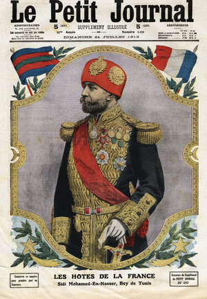 Les hotes de la France, Sidi Mohammed-En-Nasser, Bey de Tunis. Portrait of Naceur Bey, prefet representing the Ottoman Empire in Tunis, on 21/07/1912.