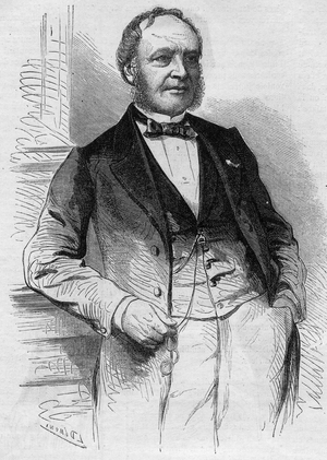 Portrait of Louis Christophe Francois Hachette (1800-1864), French editor. Engraving in “” Le Monde Illustré”” n°383 of 13 August 1864.