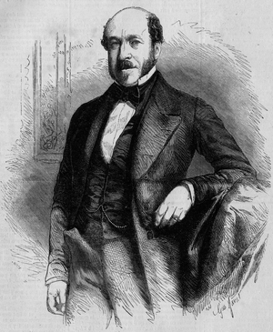 Portrait of Charles de Morny (1811-1866), French politician, president of the Corps Legislatif under the Second Empire. Engraving in “” Le Monde Illustré”” n°33 of 28 November 1857.
