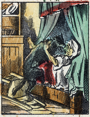 Illustration of "Little Red Riding Hood" by Charles Perrault, late 19th century (print)