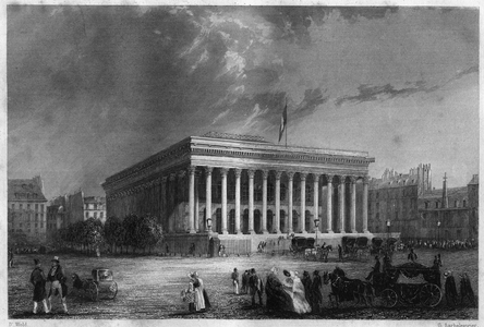 The Paris Stock Exchange in the middle of the 19th century.