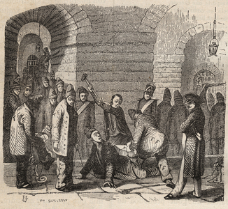 Coupling at the Rochefort bagne in the 19th century“Histoire des bagnes depuis leur création à nos jours" by Pierre Zaccone.