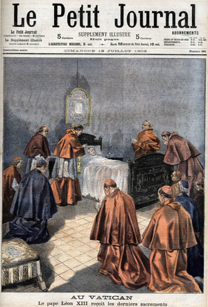 Pope Leon XIII receives the last sacraments.