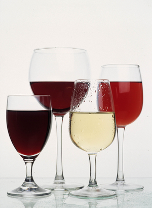 Still life of glasses of wine.