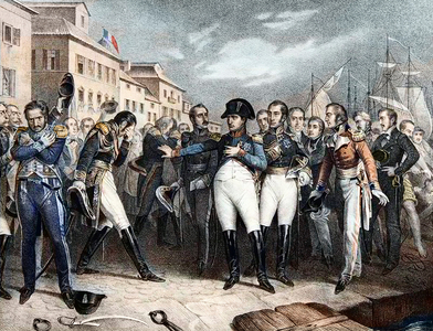 Napoleon confides in the British faith, 1815 (engraving)