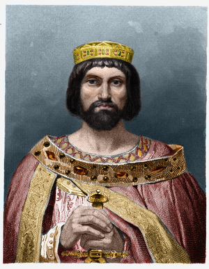 Portrait of Thierry I (? - 533), King of Austrasia - in “” Histoire des Francais”” by Lavallee, engraving, sd., 19th century.