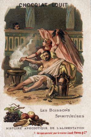Anecdotal history of food: spirit drinks, late 19th century (engraving)