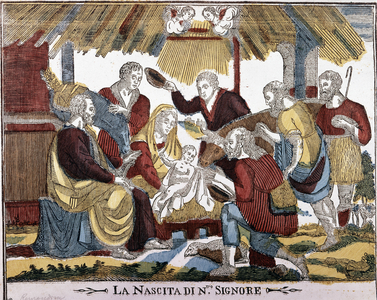 The Birth of Our Lord - Xylography of the 19th century, coloriee - Civica Raccolta Bertarelli, Milan