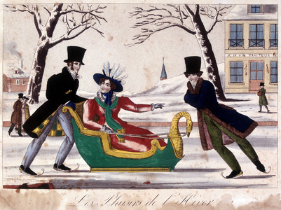 Ice skating, 19th century (print)