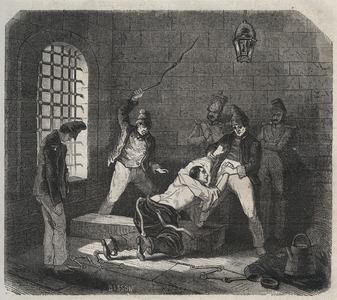 Bagne de Brest: caning“Histoire des bagnes depuis leur création à nos jours" by Pierre Zaccone.