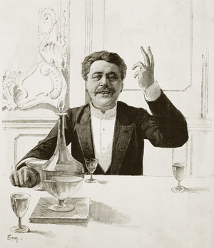 Portrait of Henry Becque, French playwright - grave by Florian after Jean-Baptiste Guth - Published in Revue illustree, ca. 1890
