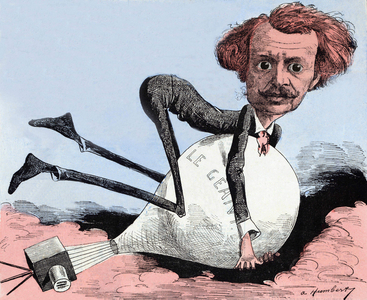 Cartoon of Nadar and his hot balloon, c.1863 (lithgoraph)