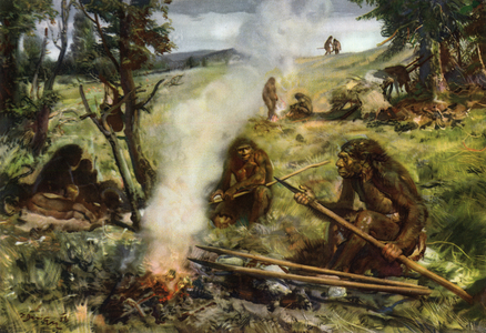 The Neanderthal or Neandertal - Man of Neandertal - in “” Prehistoric Men” (drawing)