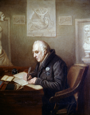 Portrait of Alexander Von Humboldt in his office, 19th century (painting)