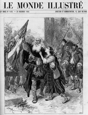 Representation of the drama in five acts “” Les Jacobites” by Francois Coppee (1842-1908) at the theatre de l'Odeon, in Paris. In “The Illustrous World”, 1885.