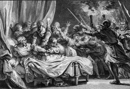 End of the Carolingian dynasty, 988: arrest of Charles, Duke of Lower Lorraine, by Hugues Capet and his army, 18th century (engraving)