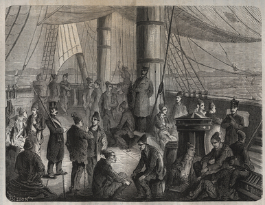 First convoy of convicts from Toulon to Cayenne, 19th centruy (engraving