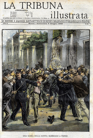 Scene of clerical struggle in Paris on May 24, 1903 - in “La Tribuna Illustrata””.