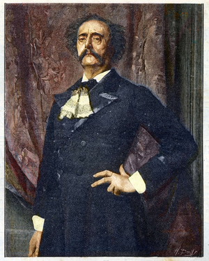 Portrait of Jules Barbey d'Aurevilly - engraving after Emile Levy