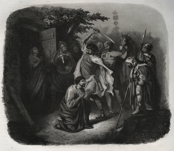 The Decollation of Saint Julian. Engraving from 1846 in "Lives of the saints".