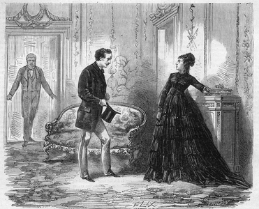 Theatre francais (Theatre-Francais) on January 25, 1868 in Paris: theatre piece “” Paul Forestier”, comedy in 4 acts by Emile Augier (1820-1889). Engraving in “” The Illustrious Universe””, 1868. Private collection.