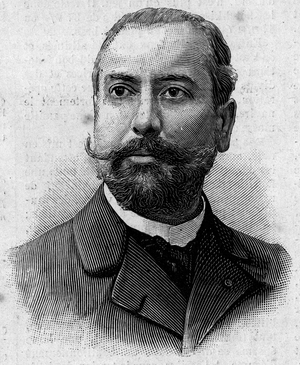 Portrait of Victor Theophile Liotard (1858-1916), French pharmacist and colonial explorer. Engraving in “” Journal des Voyages”” of January 29, 1899.