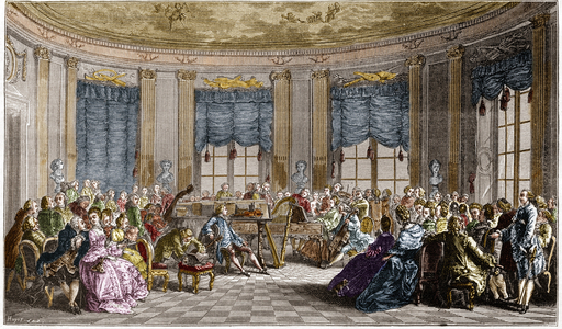 A music concert given by Madame la Comtesse de Saint Brisson - grave by Duclos d'apres Saint Aubin (Saint-Aubin).