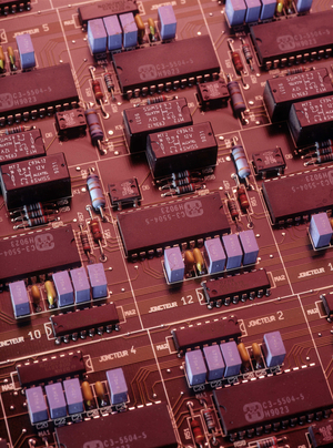 Electronic circuit of a microprocessor.