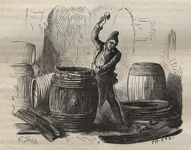 The cooper of the Toulon Bagne in the 19th century“Histoire des bagnes depuis leur création à nos jours" by Pierre Zaccone.